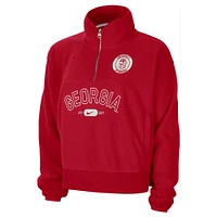 Veste Nike rouge Georgia Bulldogs Fly Fleece Quarter-Zip pour femme