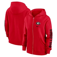 Sweat à capuche Nike rouge Georgia Bulldogs Lockup Phoenix entièrement zippé pour femme