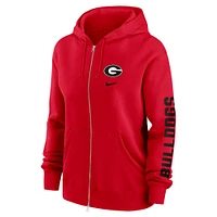 Sweat à capuche Nike rouge Georgia Bulldogs Lockup Phoenix entièrement zippé pour femme