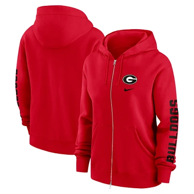 Sweat à capuche Nike rouge Georgia Bulldogs Lockup Phoenix entièrement zippé pour femme