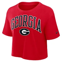 Women's Nike Red Georgia Bulldogs Power Pursuit Athletic Prep Arch Performance Cropped T-Shirt