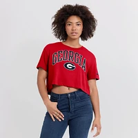 Women's Nike Red Georgia Bulldogs Power Pursuit Athletic Prep Arch Performance Cropped T-Shirt