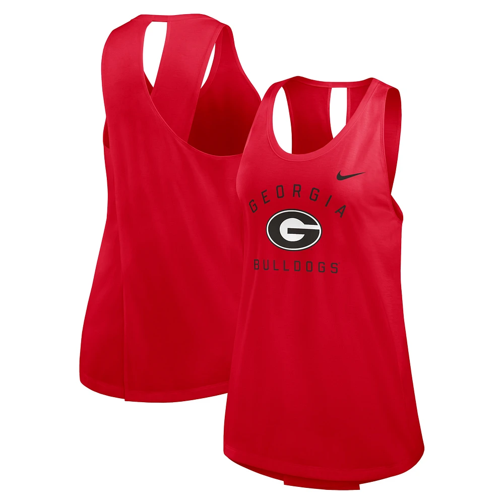 Débardeur Nike rouge Georgia Bulldogs Primetime Crossback pour femme