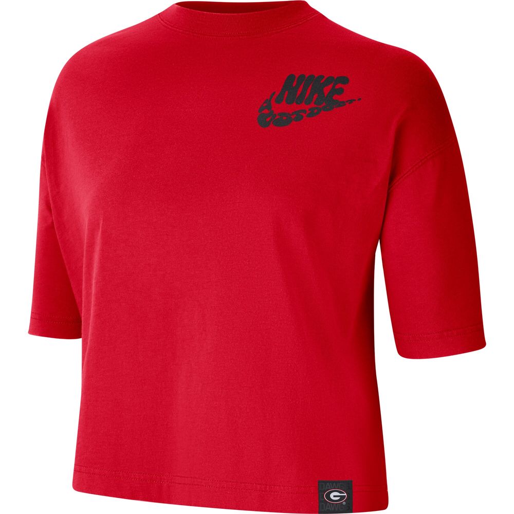 Women's Nike Red Georgia Bulldogs Retro Swoosh Cropped T-Shirt