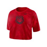 Women's Nike Red Georgia Bulldogs Tie-Dye Cropped T-Shirt