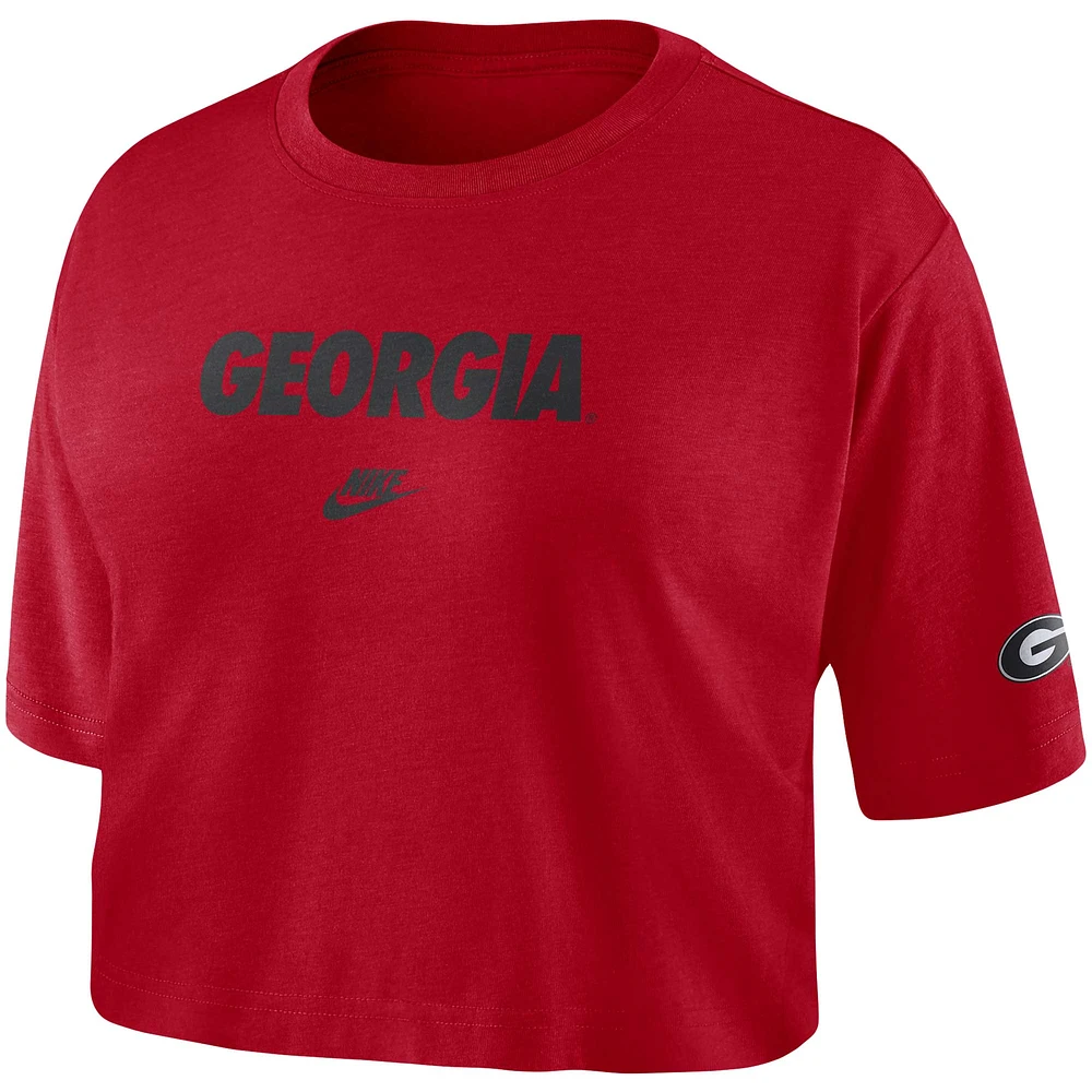 Women's Nike Red Georgia Bulldogs Wordmark Cropped T-Shirt