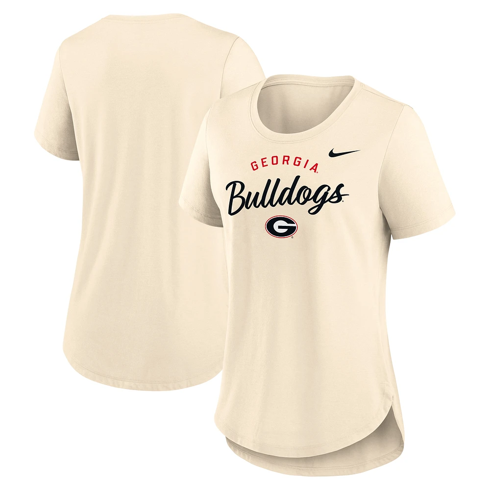 T-shirt Nike Tan Georgia Bulldogs Tri-Blend pour femme avec logo script