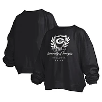 Sweat-shirt surdimensionné pour femme Pressbox Black Georgia Bulldogs Big Aug Script Janice