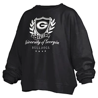 Sweat-shirt surdimensionné pour femme Pressbox Black Georgia Bulldogs Big Aug Script Janice