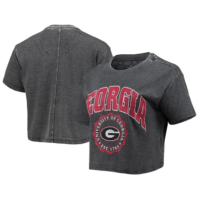 T-shirt court dévoré Edith Vintage des Bulldogs de Géorgie Pressbox pour femme
