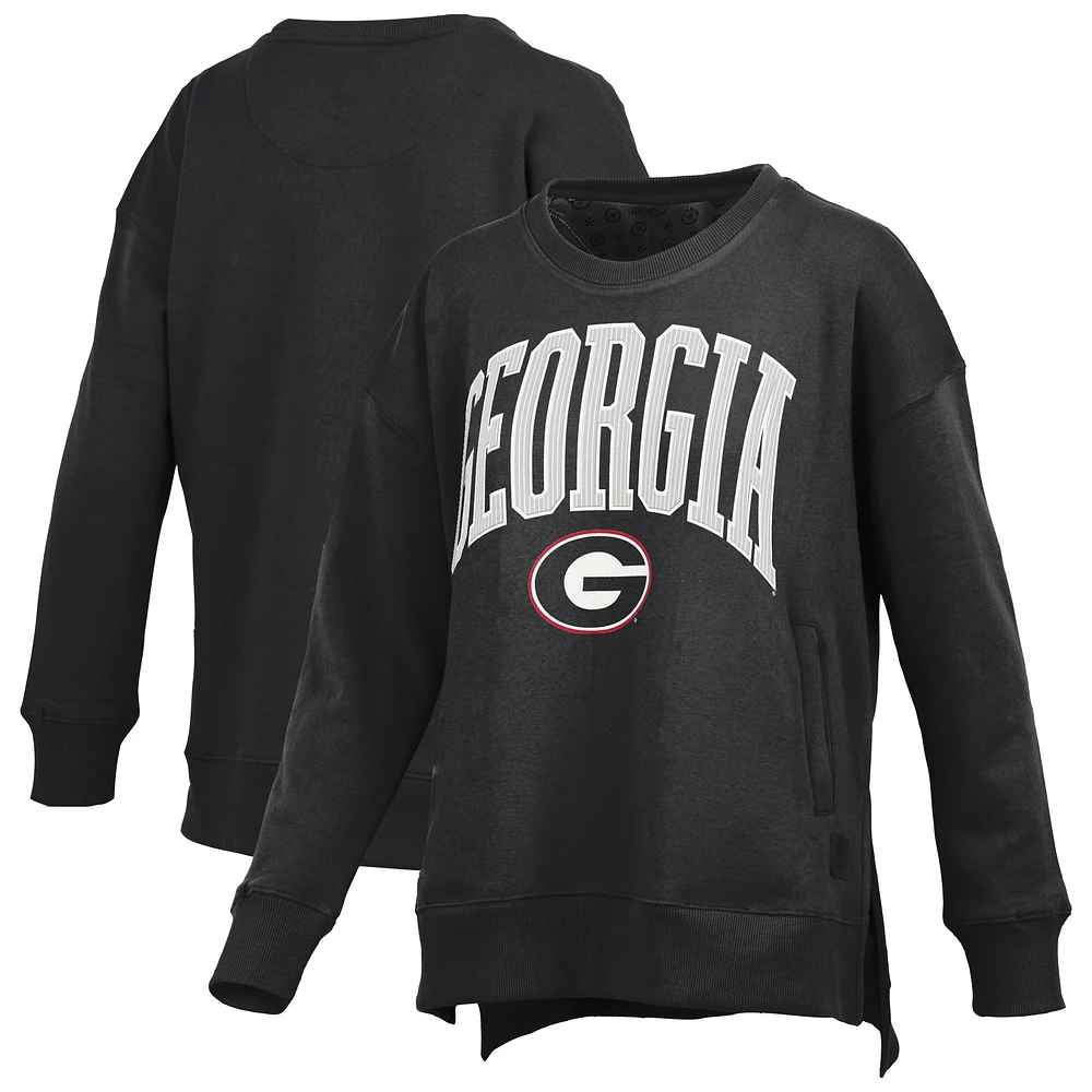 Women's Pressbox Black Georgia Bulldogs Pocketed Arch Pullover Sweatshirt