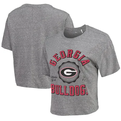 Georgia Bulldogs Pressbox Women's Bishop Tri-Blend Knobi Crop T-Shirt - Gray