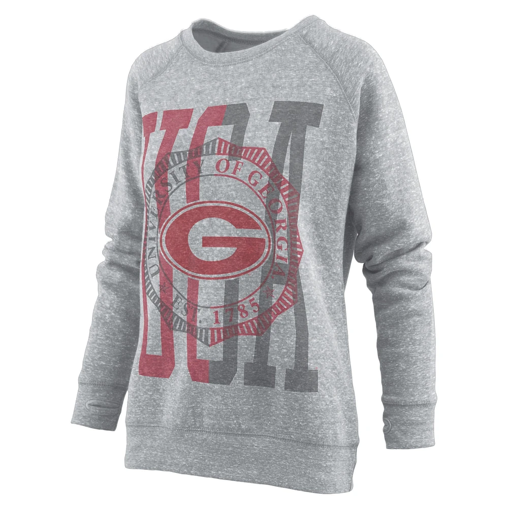 Sweat-shirt raglan Pressbox Georgia Bulldogs Knobi pour femme, gris chiné