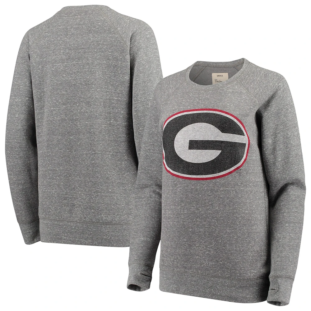 Sweat-shirt Pressbox pour femme gris chiné Georgia Bulldogs Big Team Logo Knobi Fleece Tri-Blend Crew Neck