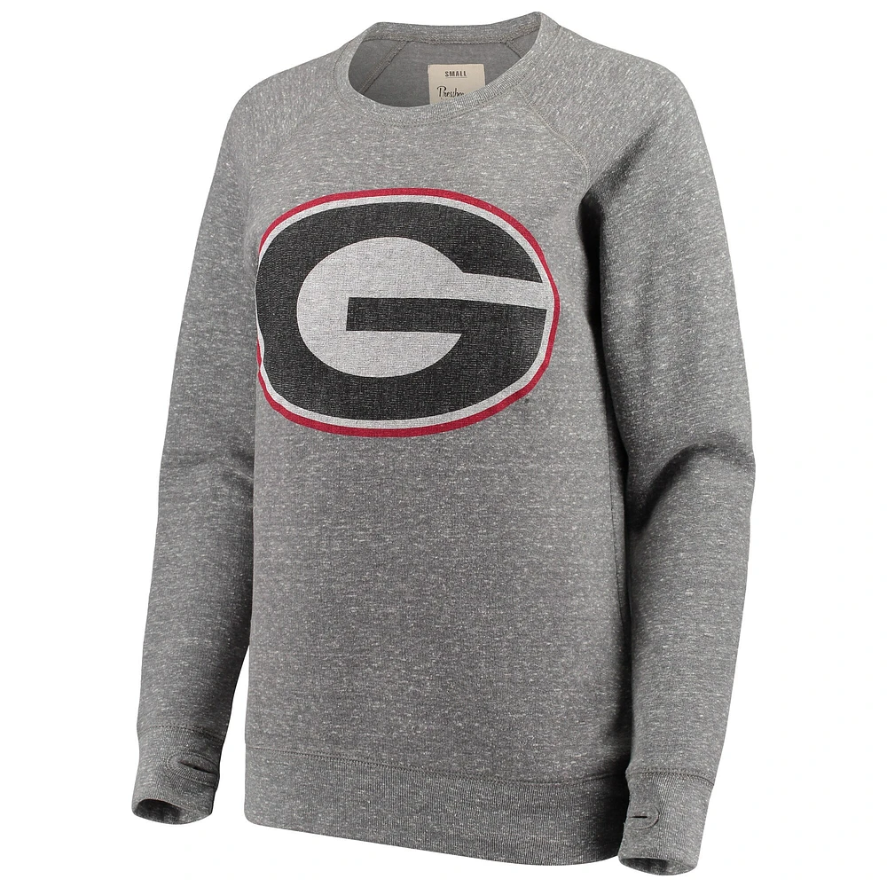 Sweat-shirt Pressbox pour femme gris chiné Georgia Bulldogs Big Team Logo Knobi Fleece Tri-Blend Crew Neck