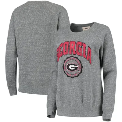 Georgia Bulldogs Pressbox Women's Edith Vintage Knobi Pullover Sweatshirt - Heathered Gray