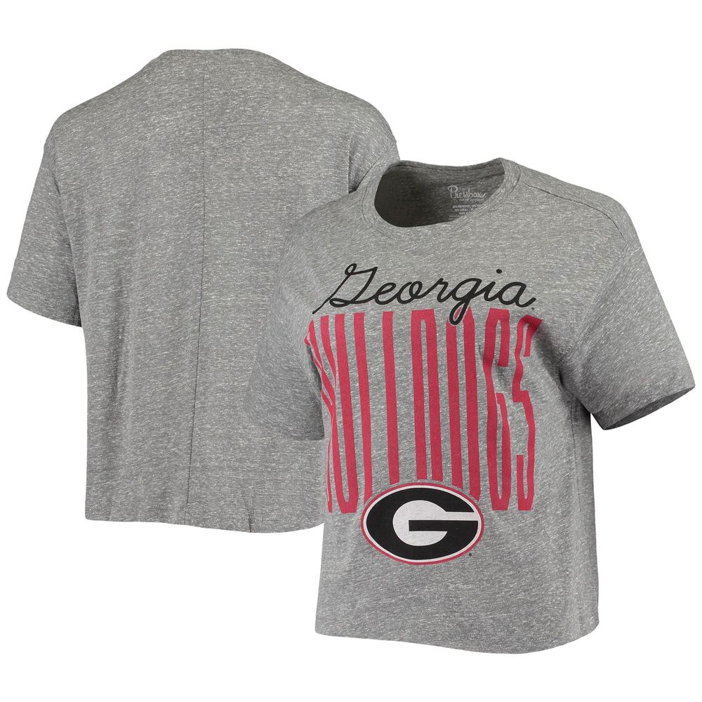 Women's Pressbox Heathered Gray Georgia Bulldogs Sanibel Knobi Crop T-Shirt