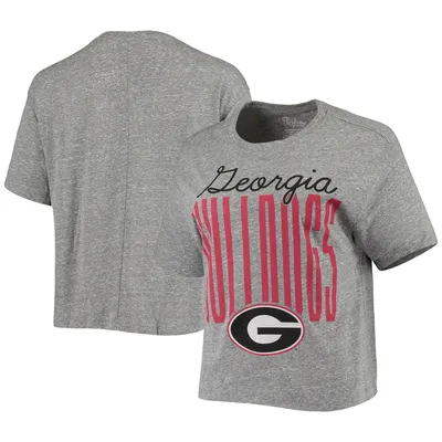 Georgia Bulldogs Pressbox Women's Sanibel Knobi Crop T-Shirt - Heathered Gray