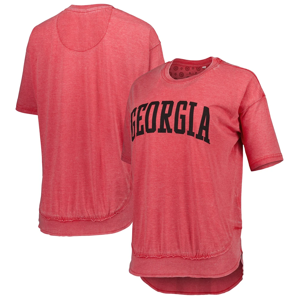 T-shirt pour femme Pressbox Red Georgia Bulldogs Arch Poncho