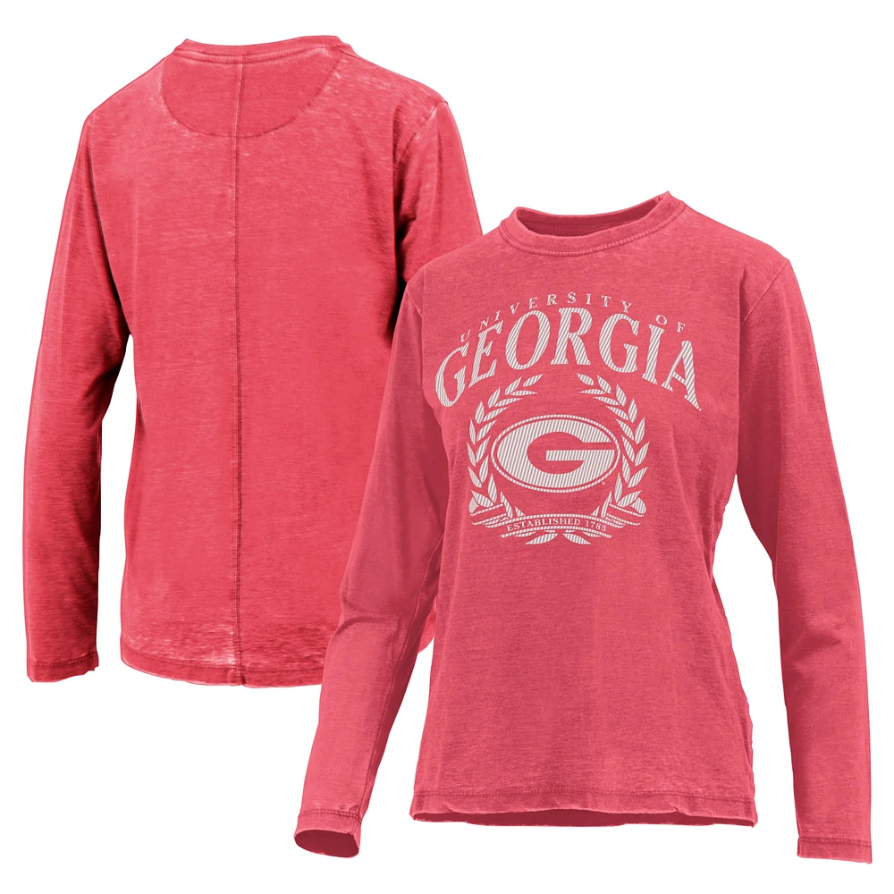 Women's Pressbox Red Georgia Bulldogs Chandler Olive Leaf Arch Long Sleeve T-Shirt