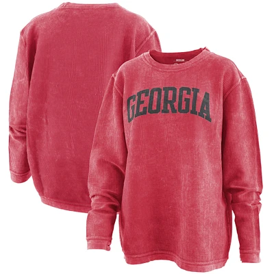 Sweat-shirt Pressbox Georgia Bulldogs Comfy Cord Vintage Wash Basic Arch pour femme