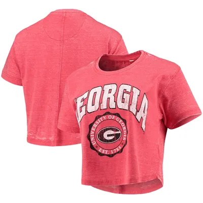 Georgia Bulldogs Pressbox Women's Edith Vintage Burnout Crop T-Shirt