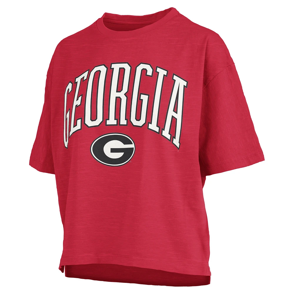 T-shirt surdimensionné à la taille avec logo en arc rouge Georgia Bulldogs Pressbox pour femme