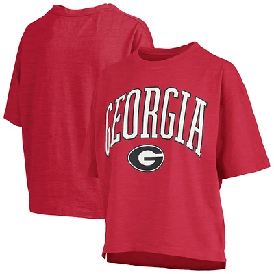 T-shirt surdimensionné à la taille avec logo en arc rouge Georgia Bulldogs Pressbox pour femme