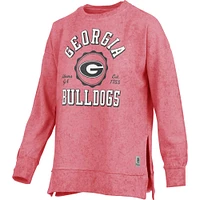 Sweat-shirt Pressbox Georgia Bulldogs Bishop délavé au soleil rouge pour femme