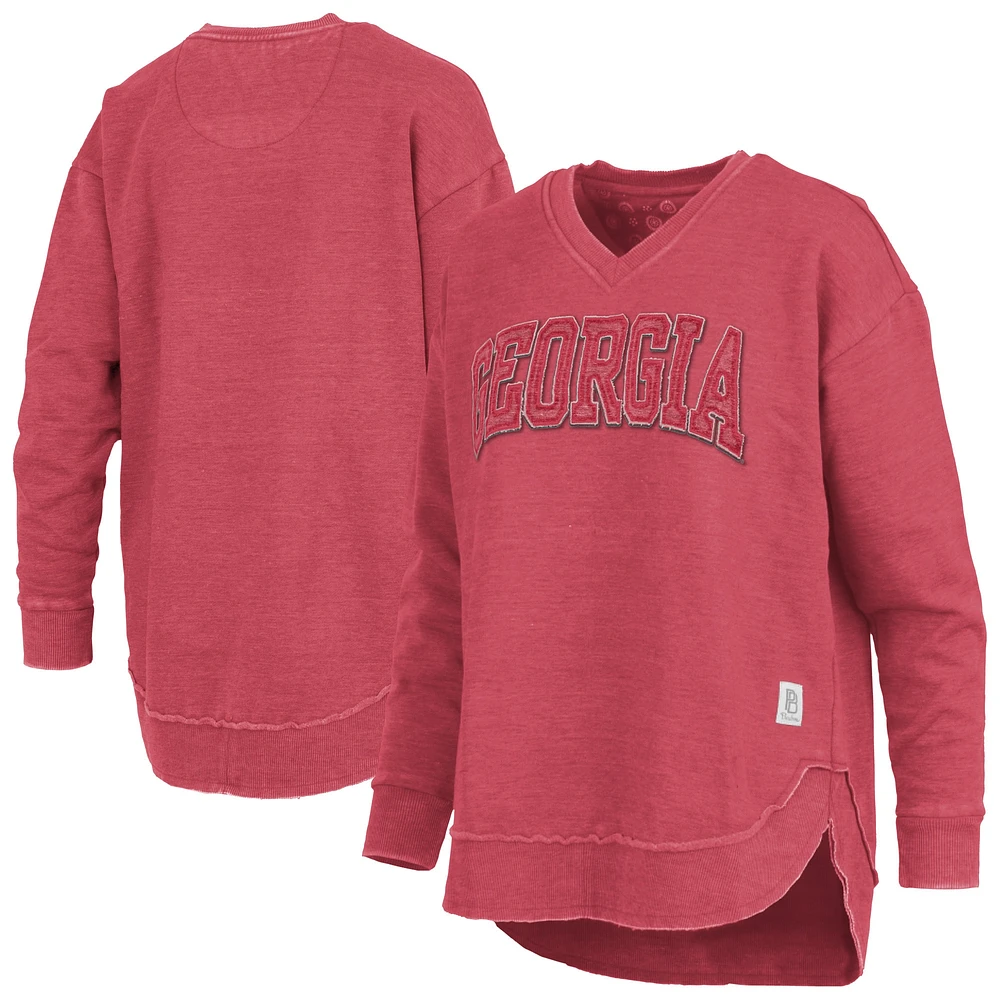 Women's Pressbox  Red Georgia Bulldogs Westin Poncho V-Neck Pullover Sweatshirt