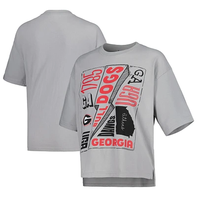 T-shirt pour femme Pressbox Silver Georgia Bulldogs Rock & Roll School of