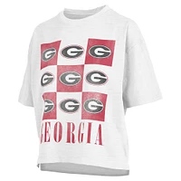 T-shirt surdimensionné à la taille Pressbox pour femmes, Georgia Bulldogs Motley Crew Andy, blanc