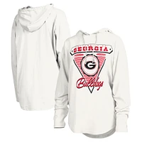 T-shirt à capuche blanc manches longues Pressbox pour femmes des Bulldogs de Géorgie San Bruno