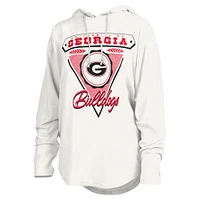 T-shirt à capuche blanc manches longues Pressbox pour femmes des Bulldogs de Géorgie San Bruno