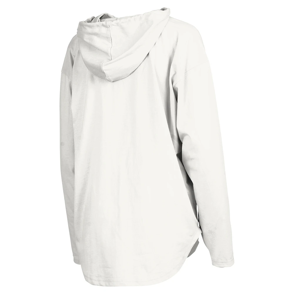 T-shirt à capuche blanc manches longues Pressbox pour femmes des Bulldogs de Géorgie San Bruno