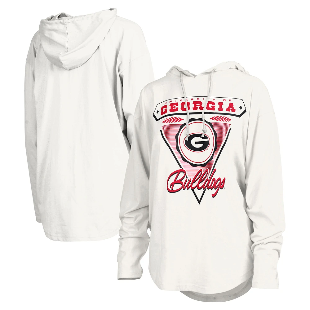 T-shirt à capuche blanc manches longues Pressbox pour femmes des Bulldogs de Géorgie San Bruno