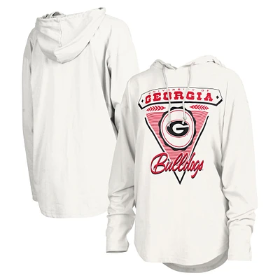 T-shirt à capuche blanc manches longues Pressbox pour femmes des Bulldogs de Géorgie San Bruno