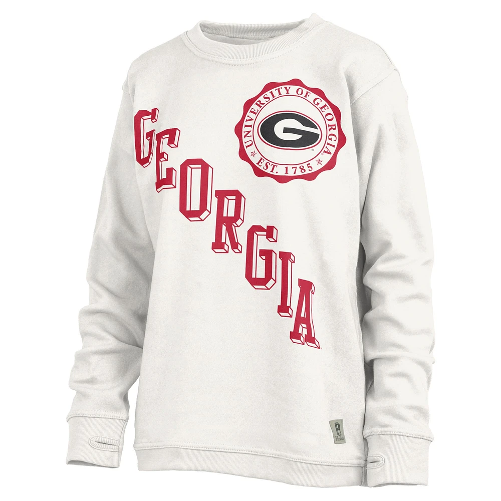 Women's Pressbox White Georgia Bulldogs Shoreline Sundown Pullover Sweatshirt