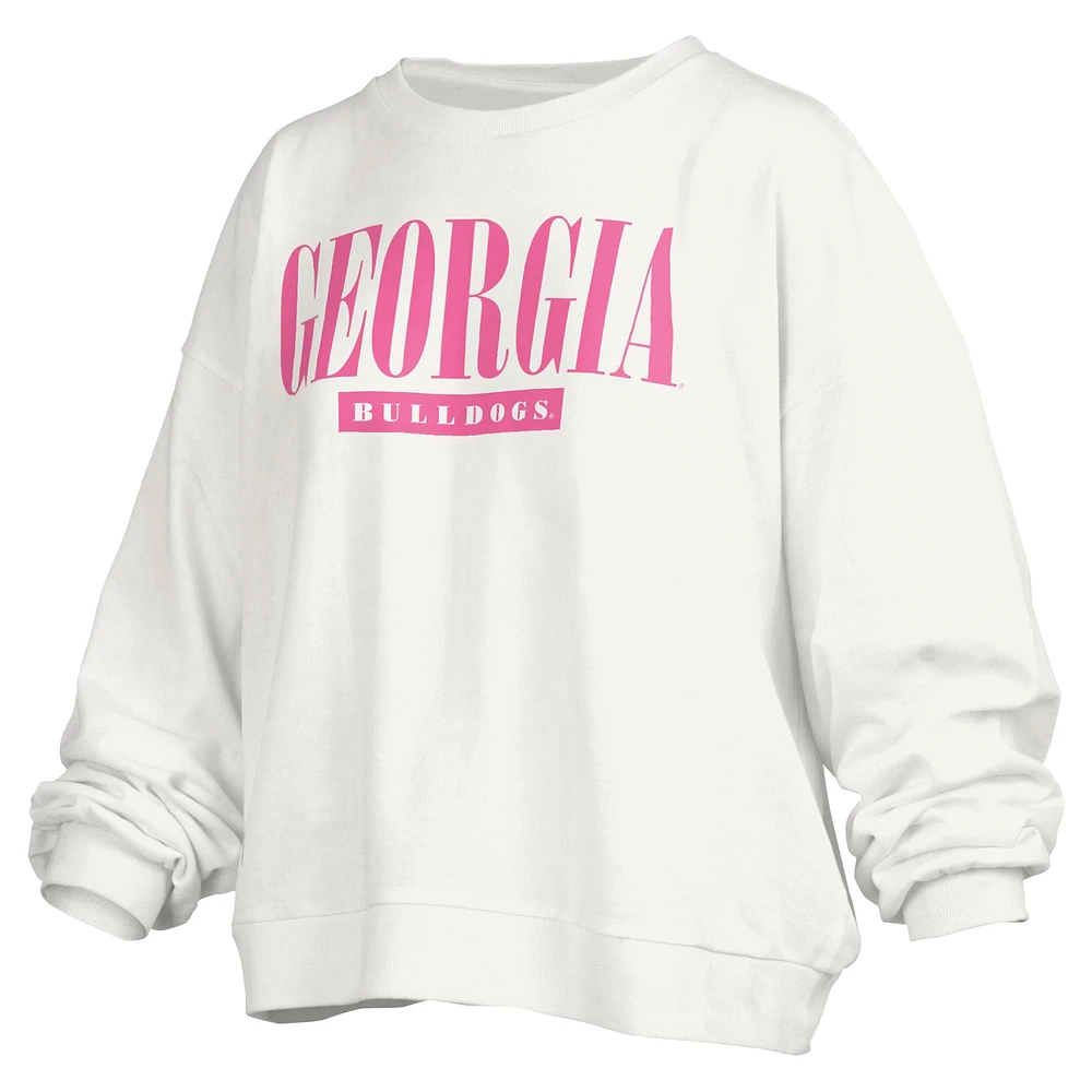 Sweat-shirt surdimensionné à la taille Pressbox pour femmes, Georgia Bulldogs Sutton Janise, blanc