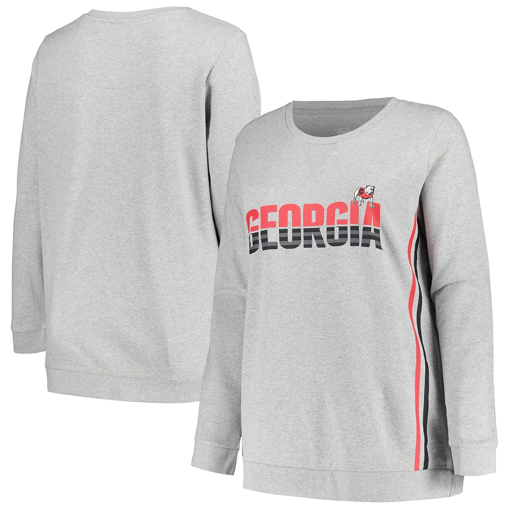 Women's Profile Heather Gray Georgia Bulldogs Plus Side Stripe Fleece Pullover Sweatshirt