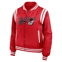 WEAR by Erin Andrews - Blouson aviateur de football entièrement zippé des Georgia Bulldogs rouge pour femme