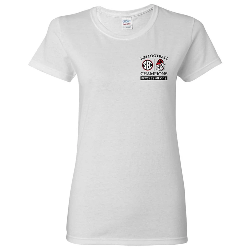 Women's White Georgia Bulldogs 2024 SEC Football Conference Champions T-Shirt