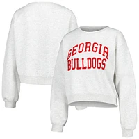 Women's ZooZatz Oatmeal Georgia Bulldogs Core Chenille Cropped Pullover Sweatshirt