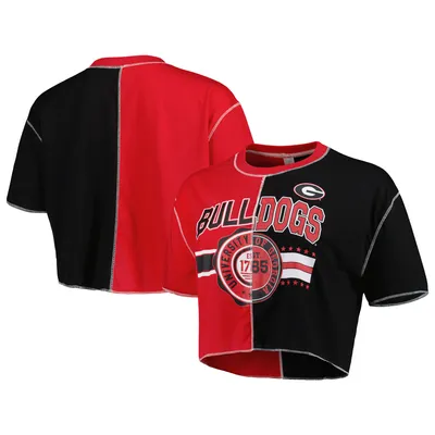 Georgia Bulldogs ZooZatz Women's Colorblock Cropped T-Shirt - Red/Black