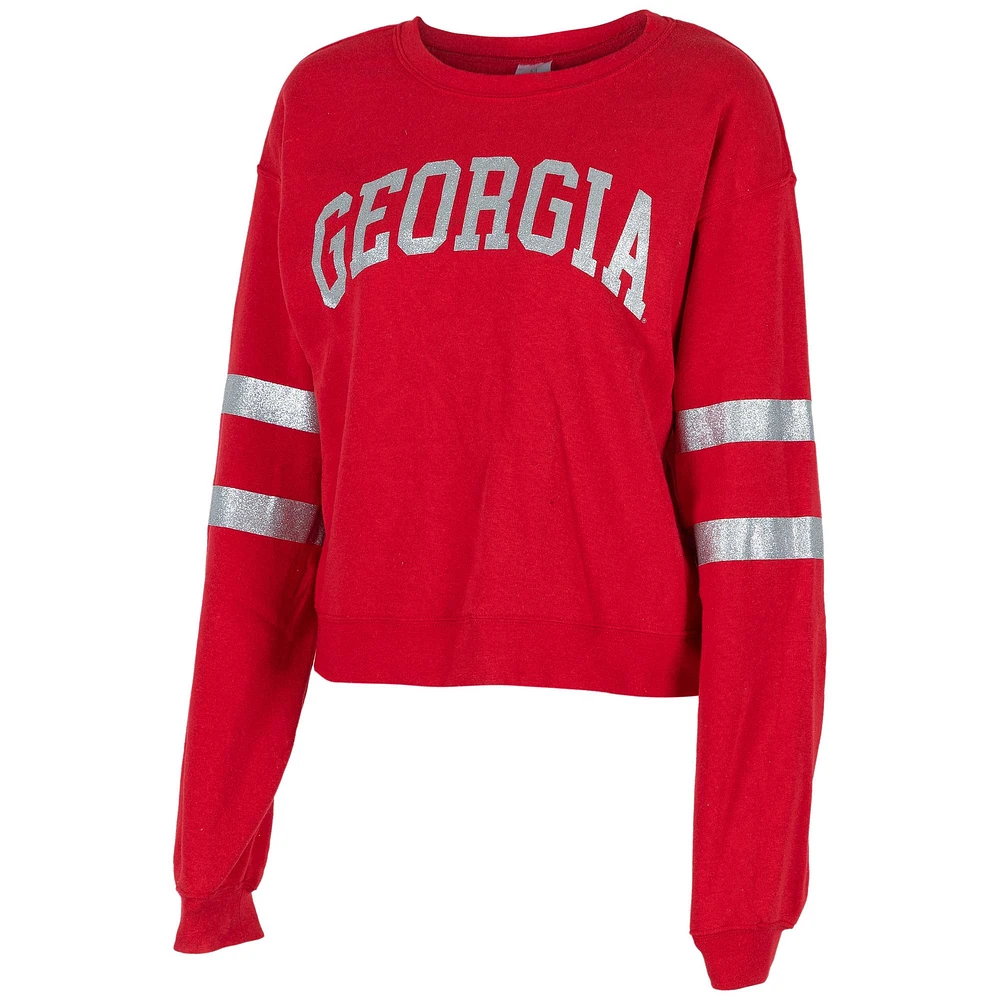 Women's ZooZatz Red Georgia Bulldogs Glitter Pullover Sweatshirt