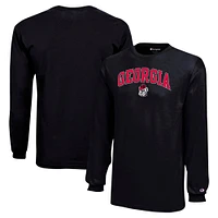 T-shirt noir à manches longues avec logo en forme d'arc des Bulldogs de Géorgie pour jeunes champions