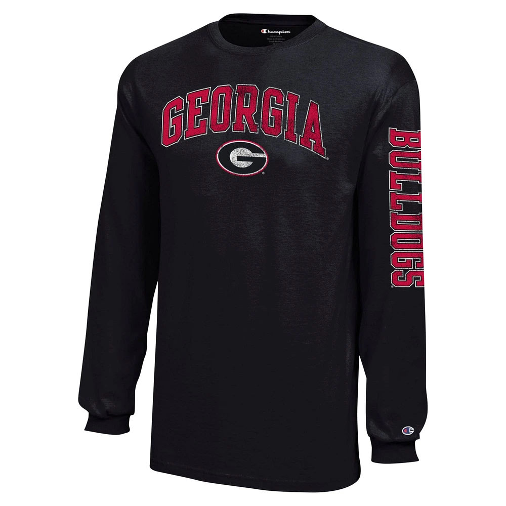 Youth Champion Georgia Bulldogs Distressed Arch Over Logo Long Sleeve T-Shirt