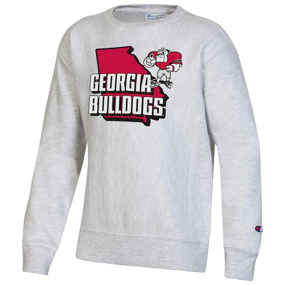 Sweatshirt à enfiler armure inversée Georgia Bulldogs gris chiné pour jeunes