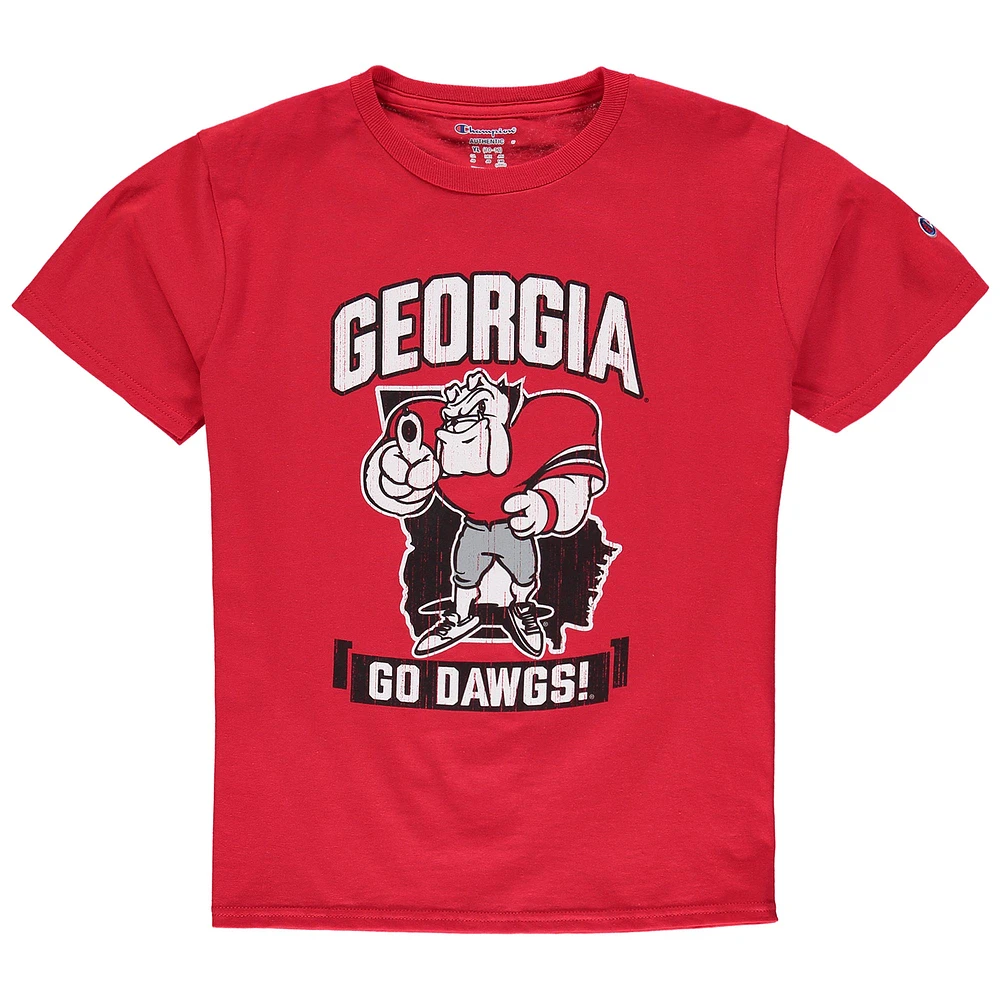 Champion de la jeunesse Red Georgia Bulldogs Strong Mascot T-shirt