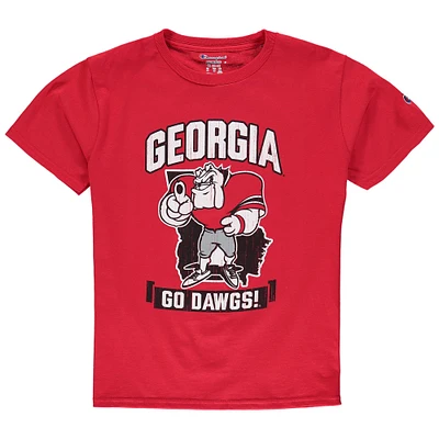 Champion de la jeunesse Red Georgia Bulldogs Strong Mascot T-shirt